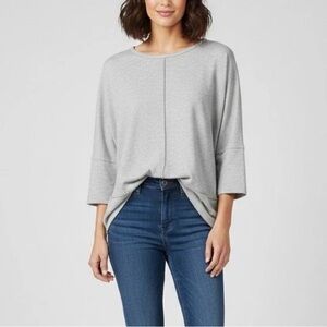 SPANX Heather Gray Perfect Length Dolman Top Women’s Large 3/4 sleeve relaxed